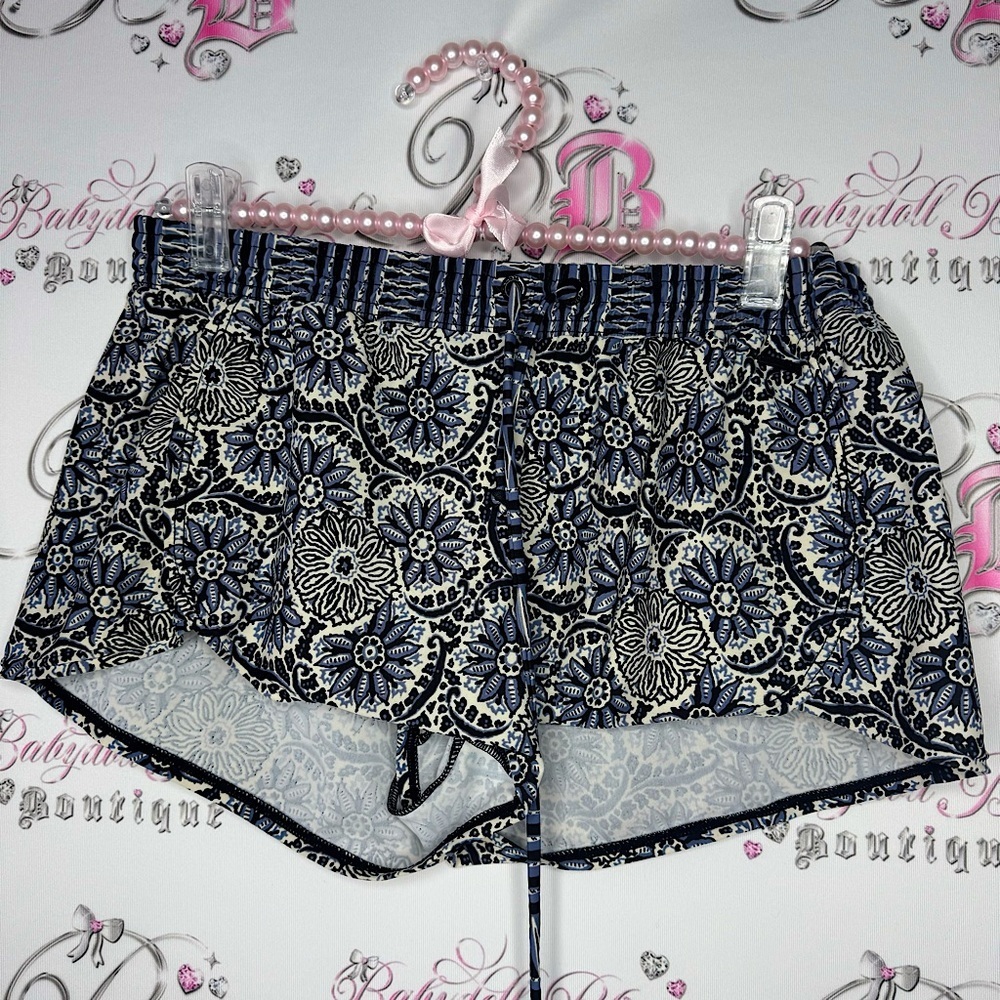 Volcom shorts floral tribal beach swimming material blue white black boho swim